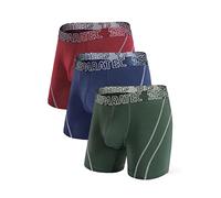Separatec Boxers Calzoncillos Hombre Bolsa Doble Bambu Calzoncillo Sedoso Suave Absorbe la Humedad Boxer Transpirable Pack de 3 Ropa Interior Estilo Deportivo Retro