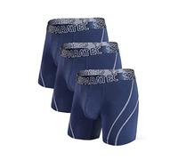 Separatec Boxers Calzoncillos Hombre Bolsa Doble Bambu Calzoncillo Sedoso Suave Absorbe la Humedad Boxer Transpirable Pack de 3 Ropa Interior Estilo Deportivo Retro