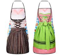 SEPGLITTER 2 delantales Oktoberfest, traje bávaro Oktoberfest para mujer, disfraz de tirolesa para barbacoa, hornear, cocinar, cocina, jardinería, regalos, multicolor, 80 x 60 cm