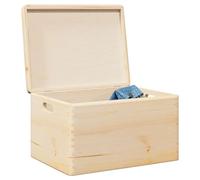 sephironlbb Caja de madera con tapa y asas de madera de pino maciza, 40 x 30 x 23 cm, caja de almacenamiento para ordenar en el dormitorio, oficina, salón, con práctico organizador y diseño que ahorra