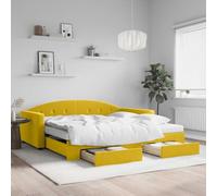 sephironlbb Cama de día extensible con cajones, color amarillo, 100 x 200 cm, terciopelo multifuncional, sofá cama con colchones de espuma, cama robusta para habitaciones de invitados y salón