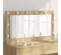 sephironlbb Espejo de lavabo en ángulo recto roble Sonoma 100 x 55 x 18 cm con iluminación LED, marco de madera, listo para montar, ideal para baño, dormitorio, pasillo, decorativo y funcional