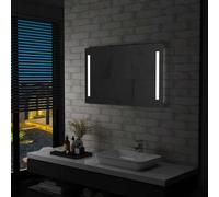 sephironlbb Espejo de pared de baño con LED, 100 x 60 cm, marco de aluminio, protección IP44, iluminado, listo para montar, ideal para baño, pasillo y dormitorio, cosmética precisa y afeitado