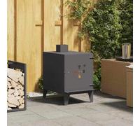 sephironlbb Hornillo de camping negro de acero laminado en frío, 35 x 50 x 60 cm, con chimenea y ventilación ajustable, resistente a la intemperie, para jardín y terraza