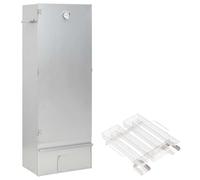 sephironlbb Horno para ahumar con generador de humo frío de acero galvanizado 44,5 x 29 x 110 cm para exteriores con termómetro, 12 ganchos en S, 3 rejillas, 1 kg de virutas de madera