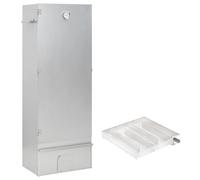 sephironlbb Horno para ahumar de acero galvanizado con generador de humo frío, 44,5 x 29 x 110 cm, incluye 12 ganchos, 3 rejillas, 1 kg de virutas de madera, para barbacoa al aire libre, camping