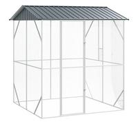 sephironlbb Jaula para pájaros, color antracita, de acero galvanizado, 215 x 208 x 247 cm, gran exterior con techo, percha, comedero y comedero para loros, periquitos, canarios, periquitos, periquitos