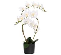 sephironlbb Planta artificial de orquídea blanca con maceta, 45 x 15 x 65 cm, de tela y PEVA, flores artificiales realistas para salón, dormitorio, oficina, decoración interior con aspecto realista y