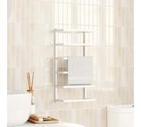 sephironlbb Toallero de acero blanco 24 x 12 x 48 cm soporte de pared para colgar y secar toallas con estante para baño, ducha, inodoro, lavabo, cocina sin taladrar