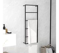 sephironlbb Toallero negro de acero 45 x 10 x 115 cm con estante de pared para colgar y secar toallas para baño, ducha, inodoro, lavabo, cocina