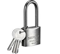 SEPOX Candado para exteriores con llave, cuerpo de cerradura de acero inoxidable SUS304 y grillete largo impermeable de 40 mm con llave y llave, resistente a la intemperie para puerta, cadena