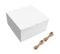 Seprendi Cajas de regalo blancas, paquete de 12 unidades de 8 x 8 x 4 pulgadas, caja de regalo de papel con tapas para regalo de boda, regalo de propuesta de dama de , A