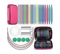 Seprendi Juego de 26 agujas de tejer circulares intercambiables de aluminio, 13 tamaños, agujas de ganchillo intercambiables para tejer