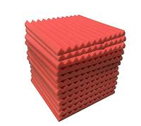 Seprendi Paneles de espuma acústica, 12 unidades, paneles de pared insonorizados, 30 x 30 x 5 cm, panel de absorción de sonido de alta densidad para , color rojo