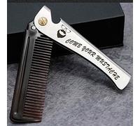 Seprendi Peine plegable de bolsillo para hombre, color negro, de polipropileno, para desenredar el pelo, barba, de metal, plegable, peine para bigote , 1 unidad