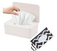 SEPSCO Caja Toallitas Humedas y Bolsa, 2 Piezas Porta Toallitas Bebe Grande Dispensador Toallita Húmedas Almacenamiento Estuches con Tapa para Escritorio Oficina Casa Servilletas Paña Papel Pañuelos