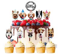 SEPSCO Decoración Tarta Cumpleaños Perro 11Pcs, Perros Fiesta Pastel Topper Mascota Tartas Cupcake Cake Feliz Cumple Decoracion Adornos No Comestibles para Magdalenas para Amantes de los Corgi Niño