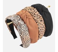 Sept Montagne Diadema anudada para mujer, paquete de 4 unidades, bandas anchas para el cabello de mujer, diademas gruesas y lindas para mujer, diseño de leopardo negro y marrón