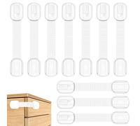 Septeamay 10 unidades de seguridad infantil para armarios y cajones, seguro para cajones para bebés y niños, para puertas, armarios, frigoríficos, con adhesivo 3M, sin taladrar, color blanco
