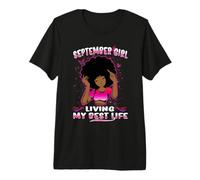 September Girl Living My Best Life Womens Funny Birthday Camiseta Premium