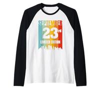 Septiembre 23 Edición Limitada Retro Vintage Cumpleaños Camiseta Manga Raglan