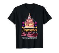 Septiembre es mi cumpleaños - Sí Todo el Mes Camiseta gráfica económica, Hombre, Negro, L