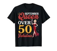 Septiembre Queen 1976 Más de 50 años y Fabuloso cumpleaños Camiseta gráfica económica, Hombre, Negro, XL