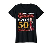 Septiembre Queen 1976 Más de 50 años y Fabuloso cumpleaños Camiseta gráfica económica, Mujer, Negro, S