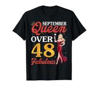 Septiembre Queen 1978 Más de 48 Años Y Fabuloso Cumpleaños Camiseta gráfica económica, Hombre, Negro, S