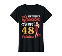 Septiembre Queen 1978 Más de 48 Años Y Fabuloso Cumpleaños Camiseta gráfica económica, Mujer, Negro, S
