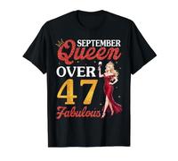 Septiembre Queen 1979 Más de 47 años y Fabuloso cumpleaños Camiseta gráfica económica, Hombre, Negro, S