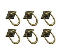 Septoolshop Juego de 6 pomos de maleta retro para muebles, gabinete, cajón, anillo de extracción, aleación de zinc, acabado de bronce antiguo, restauración vintage, instalación de doble tamaño para