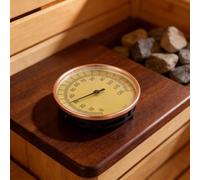 Septoolshop Medidor de temperatura y humedad para sauna sin batería con sensor bimetálico, cuerpo de aleación de aluminio y pantalla transparente para un fácil monitoreo del entorno de la sauna