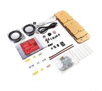 Septoolshop Radio FM Kit DIY 5W 87.5-108MHz Pantalla LED Digital Transparente Púrpura Caja Acrílico Giratorio 30cm Antena Clara Señal de Audio Proyecto de Montaje Electrónico para Estudiantes