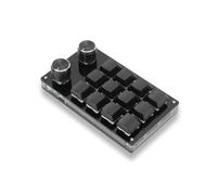 Septpenta Mini Teclado de 12 Teclas Teclado Mecánico Macro de Una Mano con 2 Perillas de Ajuste, Plug and Play, Acceso Directo Multifunción Programable Adecuado para Office Gaming Lab(Negro)