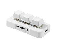 Septpenta Mini USB 3 Key Mechanical Keyboard, Mini Custom Keyboard with Blue Mechanical Switches USB BT Dual Mode Connection for Office Gaming Multimedia (Blanco)