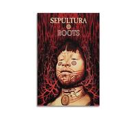 SEPULTURA Roots - Póster musical de alto voltaje para pared, diseño de tatuaje tribal, rojo vivo y negro, póster de trabajo energético de concierto en lienzo para sala de estar, dormitorio, sala de