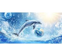 Sepwougg Diamond Painting Adultos Tierra de delfines, 5D Diamond Painting Niños Kit Completo, Dibujos Con Diamantes Arte Punto de Cruz 40x70cm, DIY Art Kits Adulto Principiante, Decoración Hogar H236