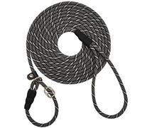 SEPXUFORE Correa Larga Antideslizante para Perro, Reflectante, antiasfixia, 12 pies, 20 pies, 30 pies, 50 pies, Correa de Entrenamiento para Perros medianos, Cachorros pequeños (30 pies, Negro Gris)