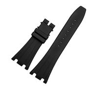 SEQLTWFC Compatible con AP ABI Royal Oak offshore 15400 | 26470 | 15703 reloj de silicona resistente al agua con cadena de reloj for hombre de 28 mm(Black no buckle)