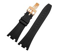 SEQLTWFC Compatible con AP ABI Royal Oak offshore 15400 | 26470 | 15703 reloj de silicona resistente al agua con cadena de reloj for hombre de 28 mm(Black Rose Gold)