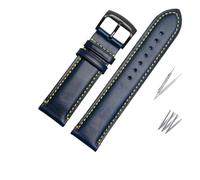 SEQLTWFC Compatible con Citizen AT8020 JY8078 pulsera azul correa de cuero genuino 22 mm 23 mm correa de reloj azul con pulsera con hebilla plegable(Blue-black clasp,23mm)