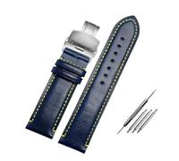 SEQLTWFC Compatible con Citizen AT8020 JY8078 pulsera azul correa de cuero genuino 22 mm 23 mm correa de reloj azul con pulsera con hebilla plegable(Blue folding clasp,23mm)
