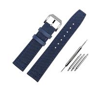 SEQLTWFC Compatible con IW Pilot Spitfire Timezone TopGun Correa Verde Negro Cinturones Correas de reloj de pulsera 20 mm 21 mm 22 mm Correa de reloj de tela de lona de nailon(Pin blue silver,22mm)