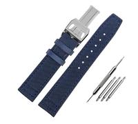 SEQLTWFC Compatible con IW Pilot Spitfire Timezone TopGun Correa Verde Negro Cinturones Correas de reloj de pulsera 20 mm 21 mm 22 mm Correa de reloj de tela de lona de nailon(Blue silver,22mm)