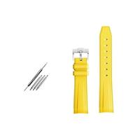 SEQLTWFC Compatible con Rolex Omega X Swatch Joint MoonSwatch Constellation Correa de reloj de goma Deportes impermeables Correa de reloj Curvedor de 20 mm BANDA suave(Yellow silver clasp)