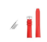 SEQLTWFC Compatible con Rolex Omega X Swatch Joint MoonSwatch Constellation Correa de reloj de goma Deportes impermeables Correa de reloj Curvedor de 20 mm BANDA suave(Red silver clasp)