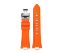 SEQLTWFC Compatible con Tissot 1853 Correa de reloj de silicona T137.407 T137.410 PRX Correa de reloj Super Player Caucho for hombres 26 * 12 mm Extremo de desmontaje rápido(Orange folding clasp)