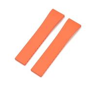 SEQLTWFC Correa de caucho fluorado nueva, pulsera con hebilla plegable FKM de alto grado de 18/19/20/21/22mm, Compatible con la correa de reloj Patek Philippe Omega Rolex(Orange No buckle,20mm)