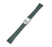 SEQLTWFC Correa de caucho fluorado nueva, pulsera con hebilla plegable FKM de alto grado de 18/19/20/21/22mm, Compatible con la correa de reloj Patek Philippe Omega Rolex(Green,19mm)